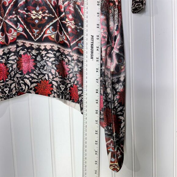 OneWorld 1X Boho Embroidered Tunic Top Tie-Dye Tribal Print Asymmetrical Hem - Picture 5 of 9